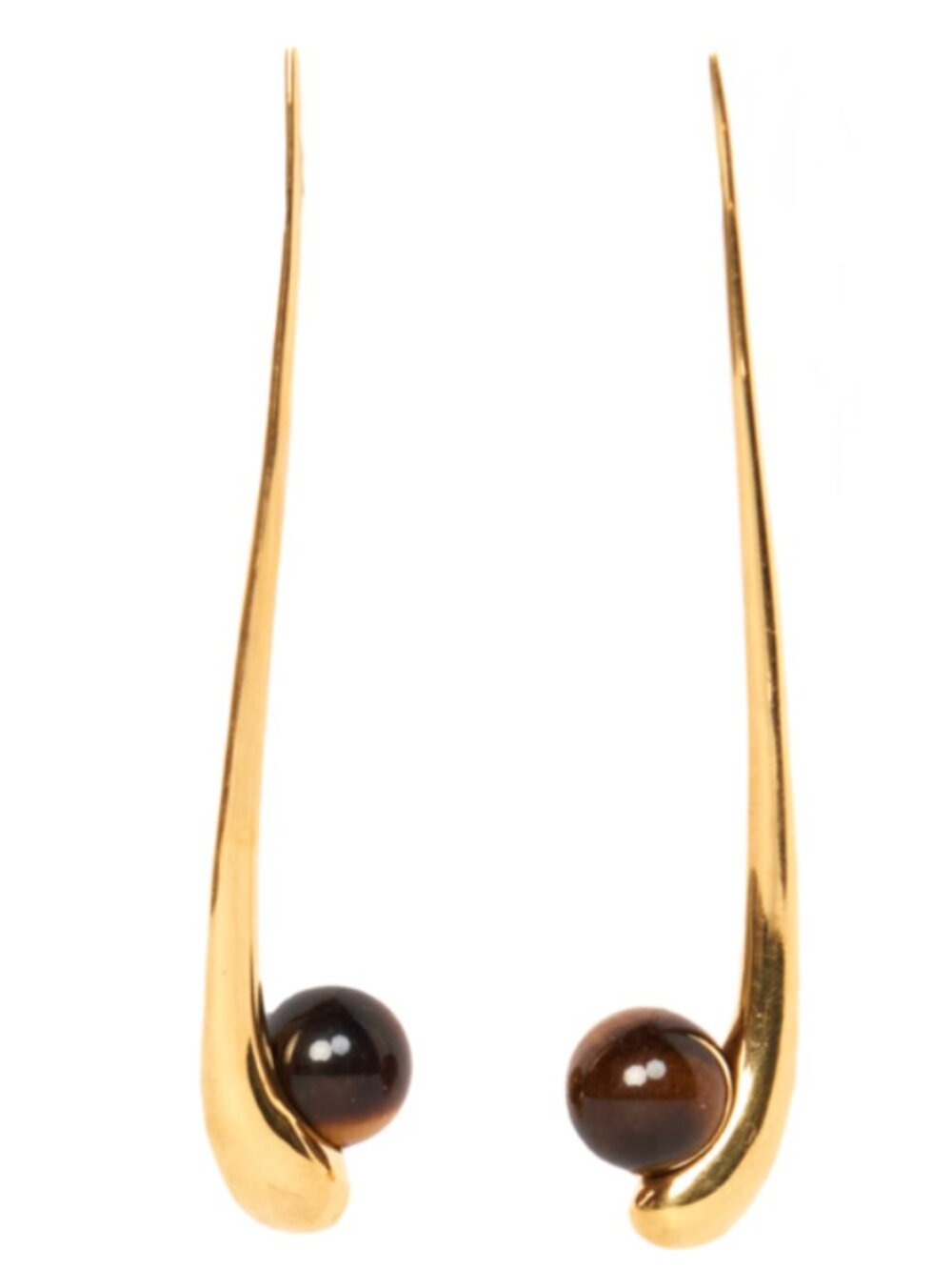 KHIRY Adisa 18K Gold Vermeil Tiger Eye Drop Statement Earrings Afrofuturist